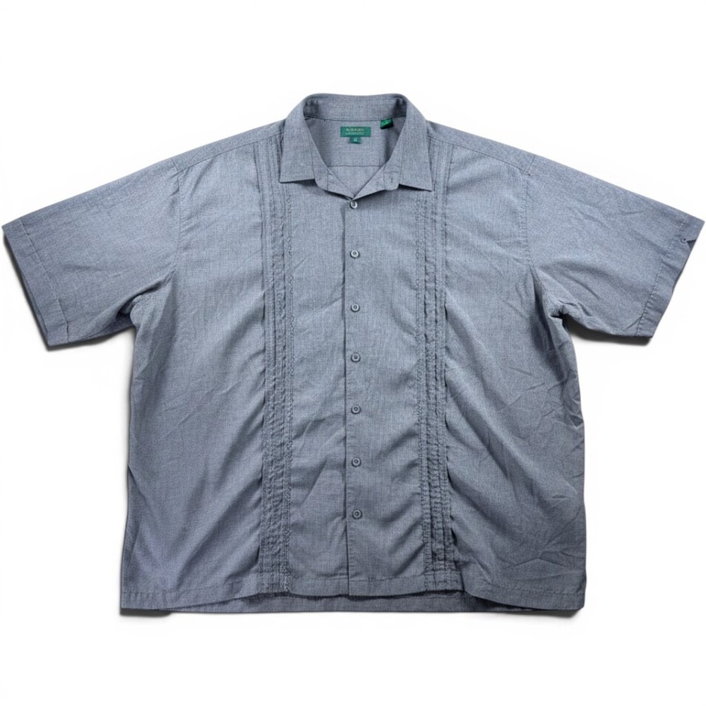 Cubavera Mens 4X Blue Short Sleeve Guayabera Pintuck Button Down Shirt